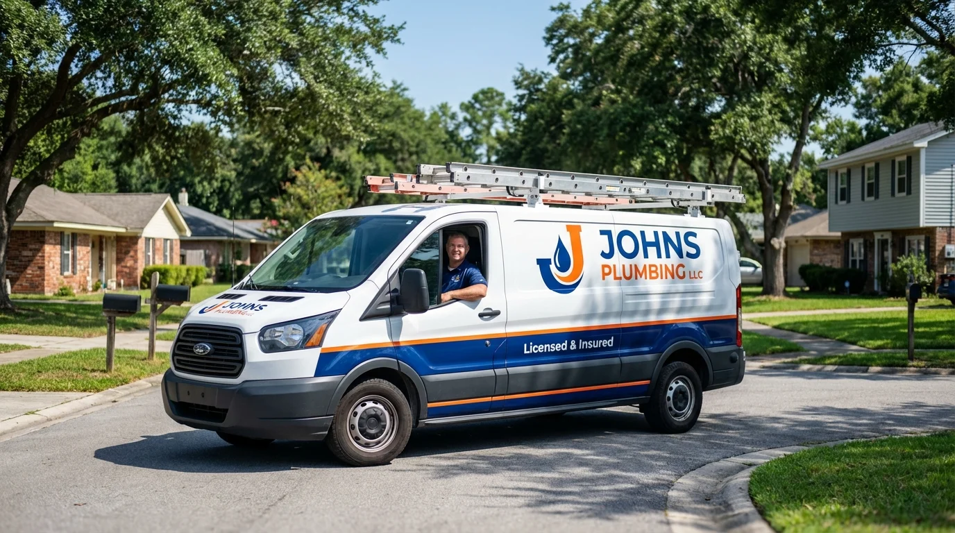 Johns Plumbing LLC service van in Berkeley Springs, WV