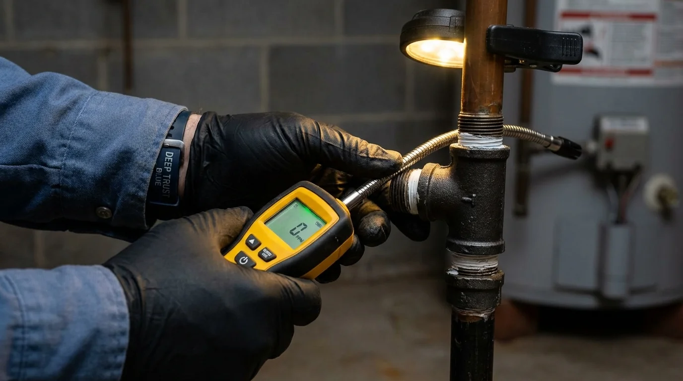 Gas leak detection with electronic sniffer by Johns Plumbing LLC in Berkeley Springs