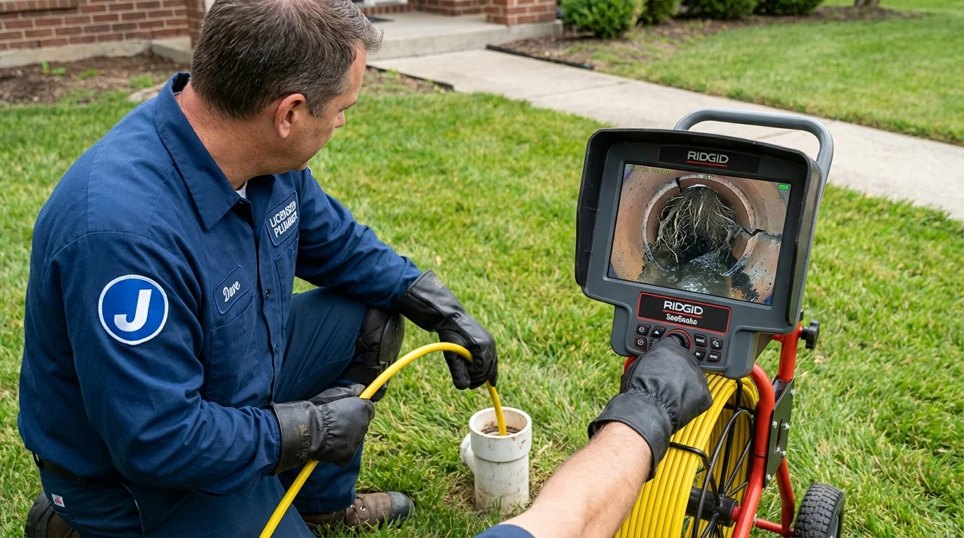 Sewer camera inspection being performed by Johns Plumbing LLC in Berkeley Springs